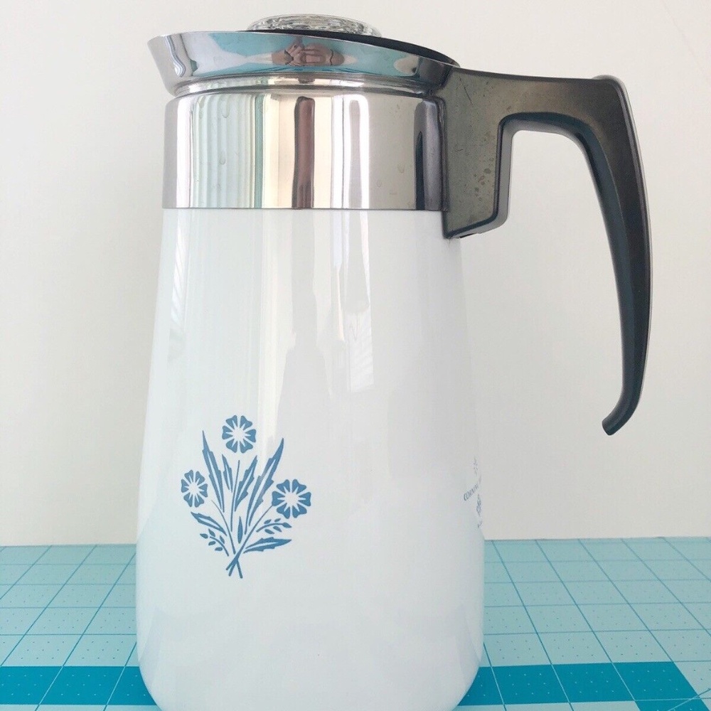 Rare Vintage Corning Ware Cornflower Blue 9 cup coffee pot